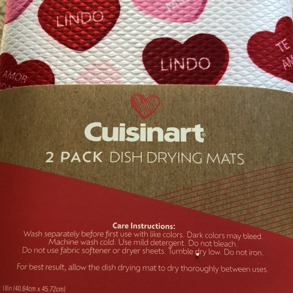 Cuisinart Red and Pink Conversation Heart Valentine Dish Drying Mats